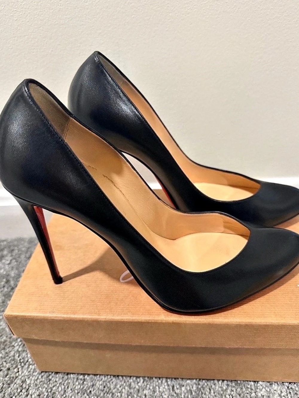 Christian Louboutin Breche 100 Nappa Shiny Black & Red EU 40.5